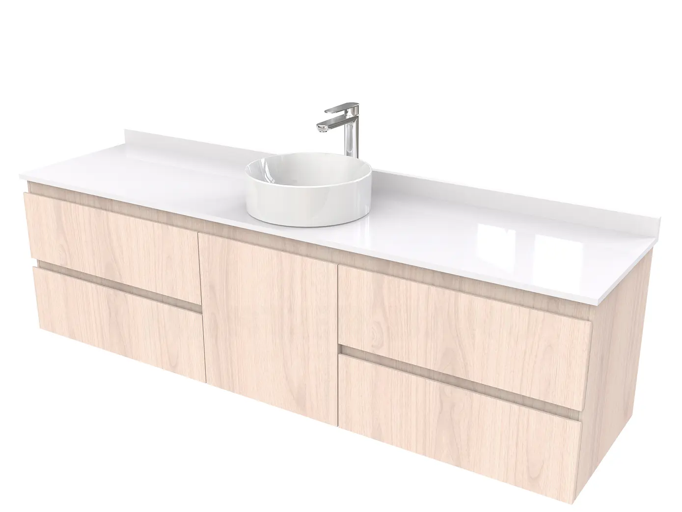 Mueble Vanitorio  aereo para lavamanos sobreponer simple de 170 cm M2-1730-SPA / Nougat 1