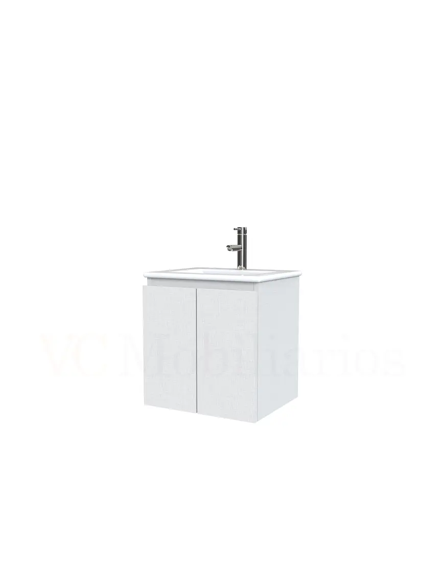 Mueble vanitorio aereo con cubierta de loza de 50 cm  /  M0-501-A / Giorno 1