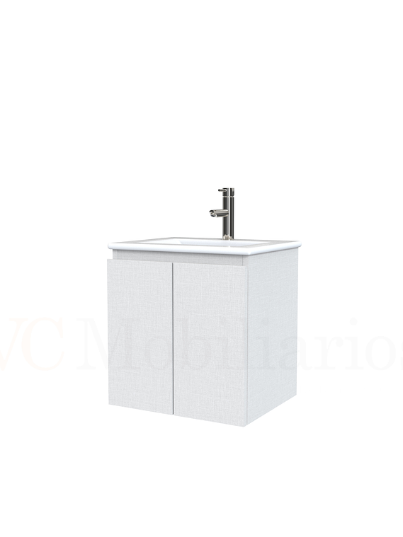Mueble vanitorio aereo con cubierta de loza de 50 cm  /  M0-501-A / Giorno 1