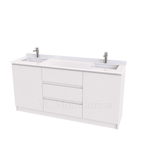 Mueble vanitorio Doble al piso con cubierta de cuarzo  de 160 cm /  M2-1634 -D / Giorno