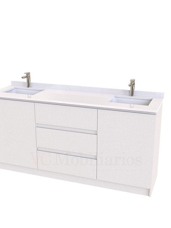Mueble vanitorio Doble al piso con cubierta de cuarzo  de 160 cm /  M2-1634 -D / Giorno 1