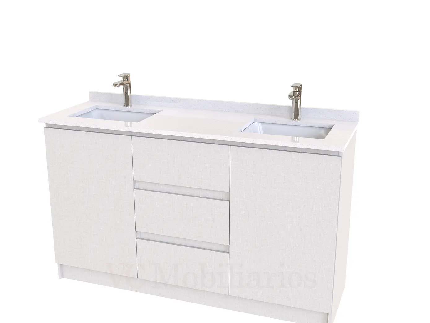 Mueble vanitorio Doble al piso con cubierta de cuarzo  de 150 cm /  M2-1534 -D / Giorno 1