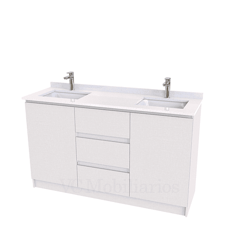 Mueble vanitorio Doble al piso con cubierta de cuarzo  de 150 cm /  M2-1534 -D / Giorno