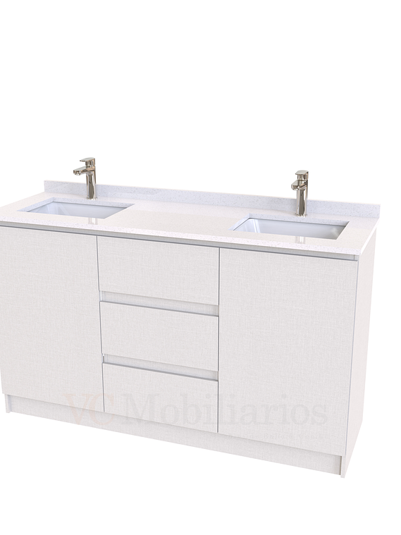 Mueble vanitorio Doble al piso con cubierta de cuarzo  de 150 cm /  M2-1534 -D / Giorno 1