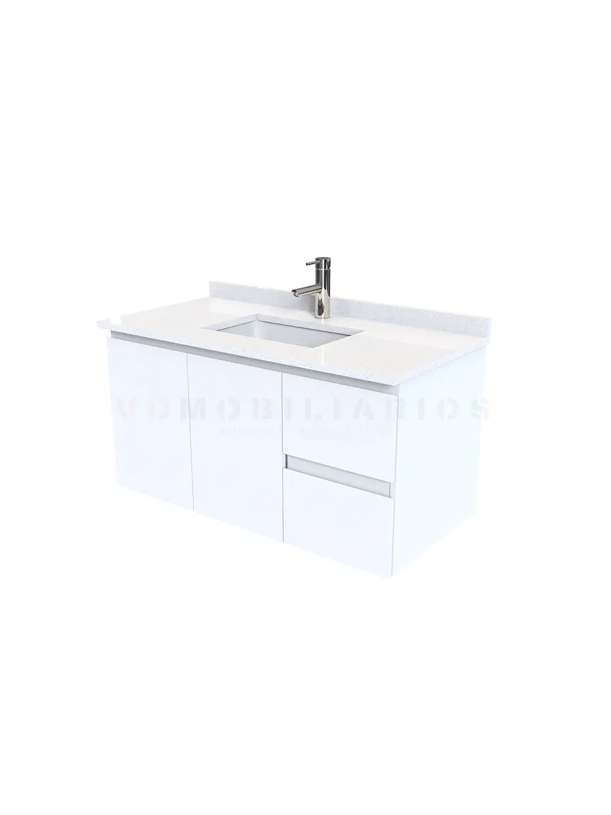 Mueble vanitorio aereo de 90 cm con cubierta de cuarzo / M2-938-A /  Blanco 1