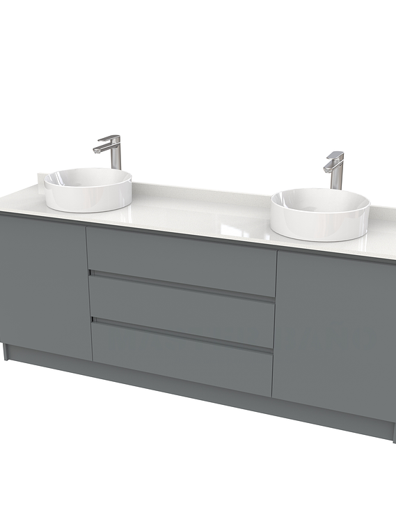 Mueble vanitorio al piso doble para lavamanos de sobreponer de 180cm /  M2-1838-DP / Grafito 1