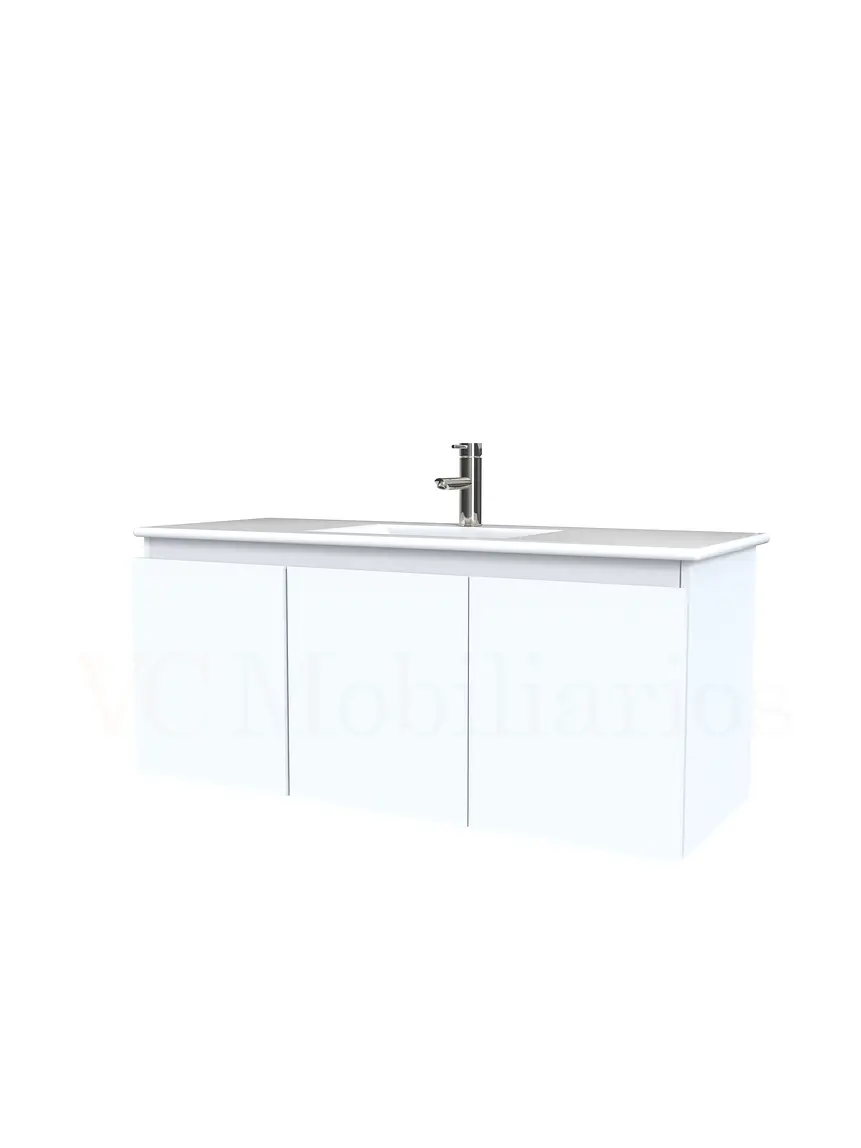 Mueble vanitorio aereo con cubierta de loza de 120 cm / M0-1201-A / Blanco 1