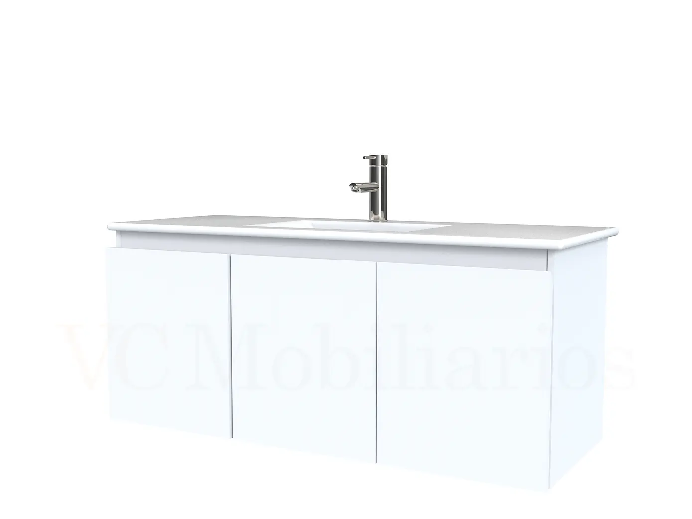 Mueble vanitorio aereo con cubierta de loza de 120 cm / M0-1201-A / Blanco 1