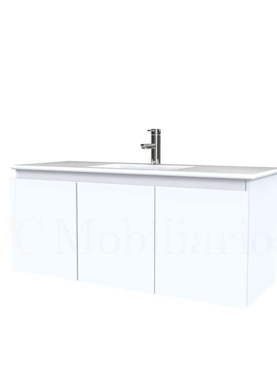 Mueble vanitorio aereo con cubierta de loza de 120 cm / M0-1201-A / Blanco 1