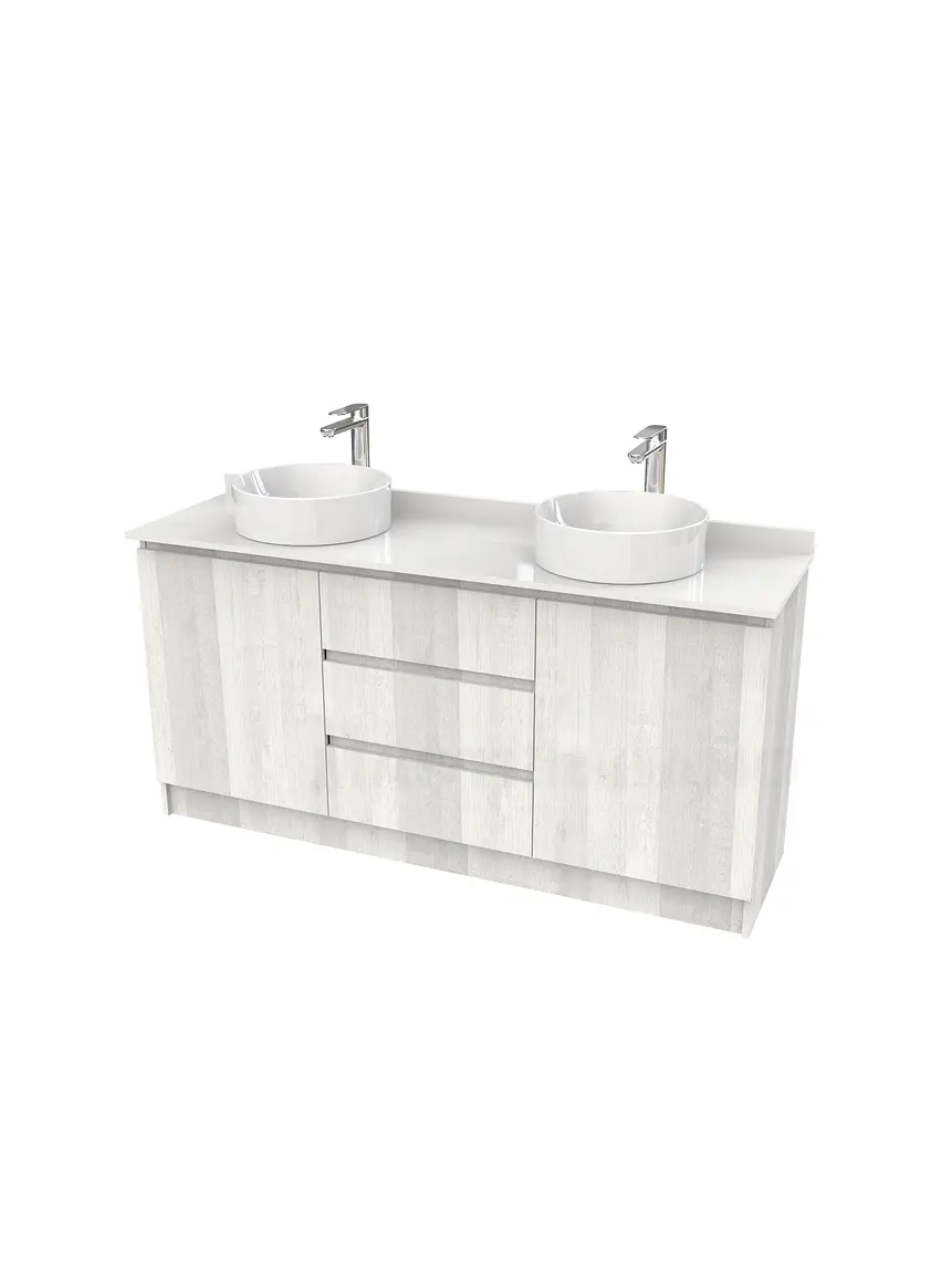 Mueble vanitorio al piso doble para lavamanos de sobreponer de 140cm /  M2-1438-DP / Legno 1