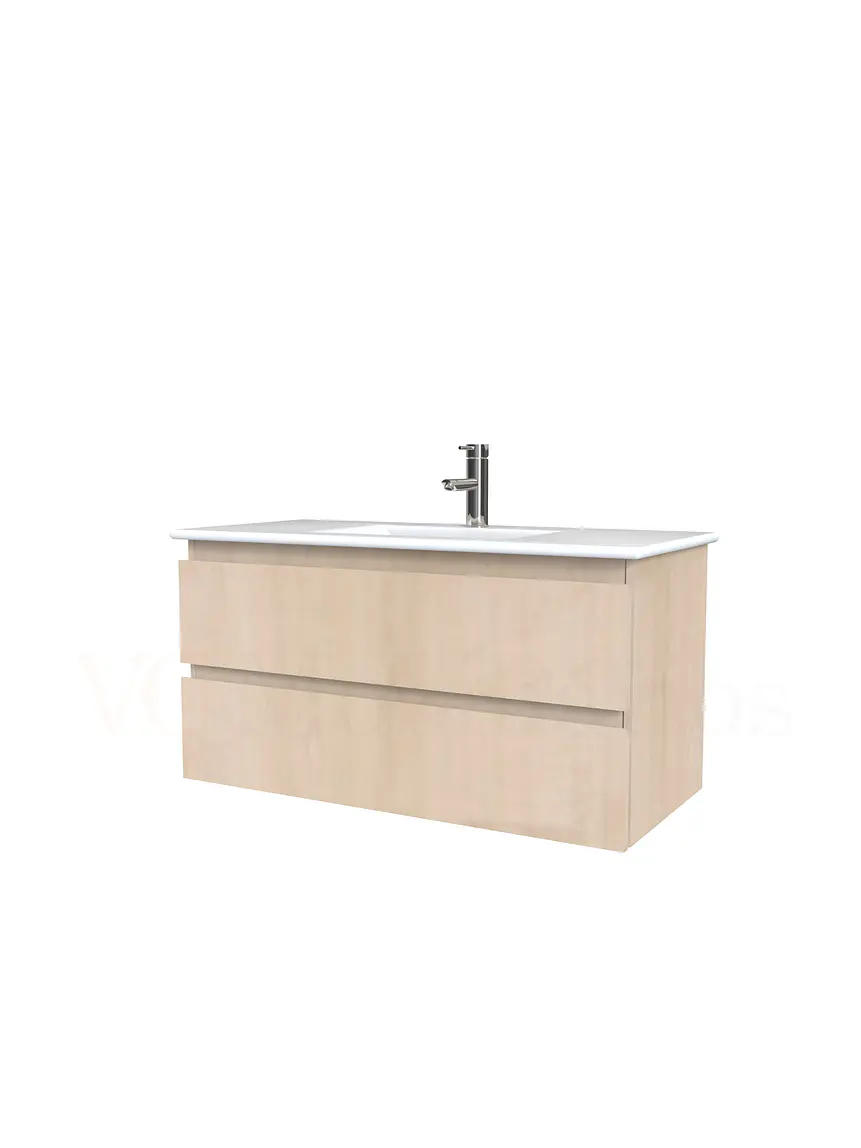 Mueble vanitorio aereo con cubierta de loza de 90 cm  /  M3-901-A / Rustico 1