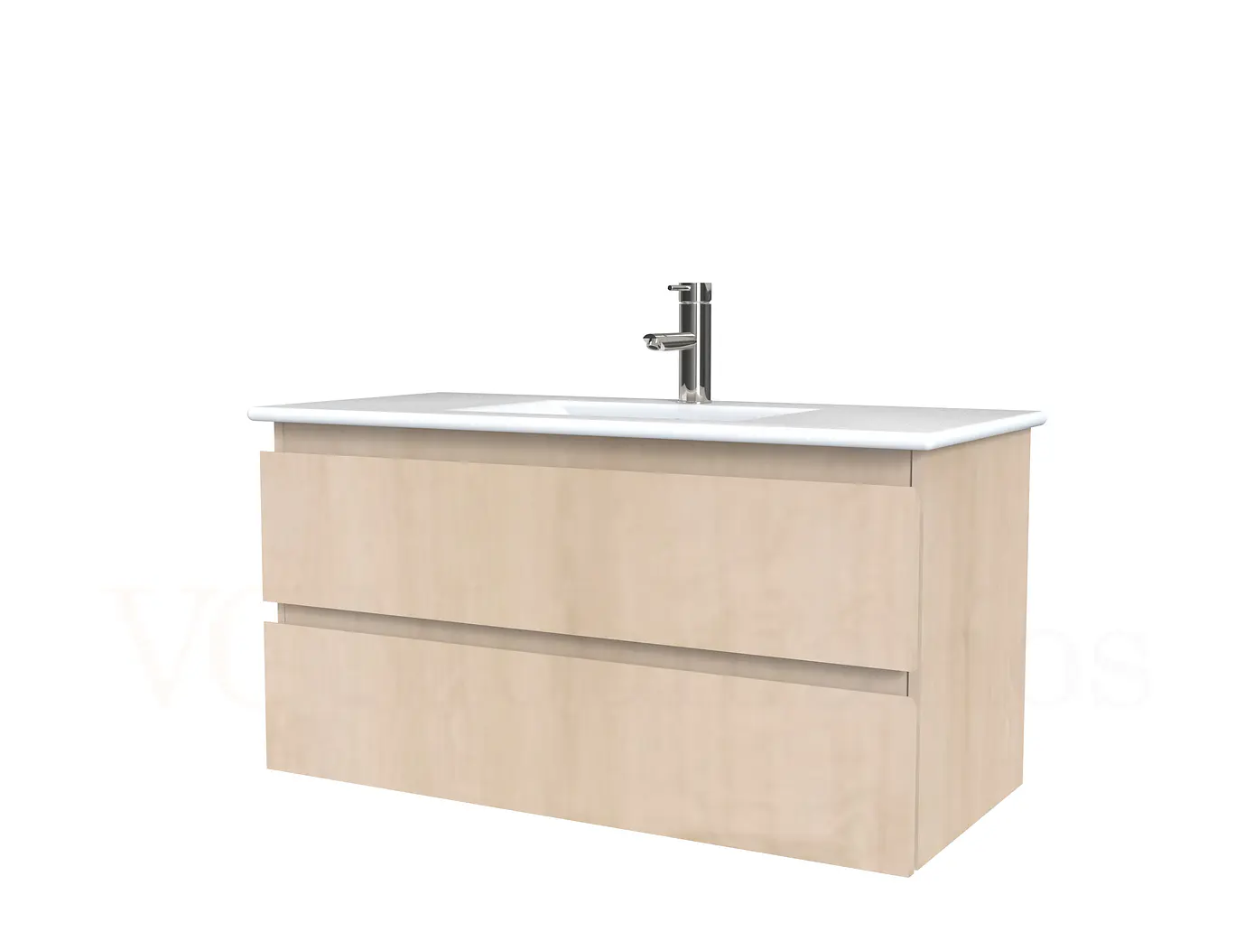 Mueble vanitorio aereo con cubierta de loza de 90 cm  /  M3-901-A / Rustico 1