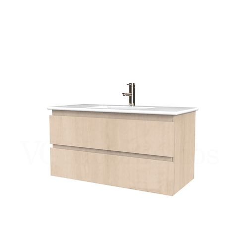 Mueble vanitorio aereo con cubierta de loza de 90 cm  /  M3-901-A / Rustico