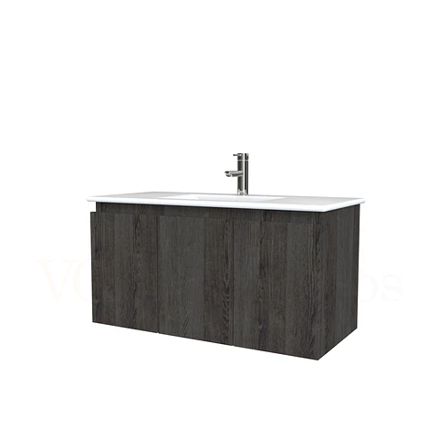 Mueble vanitorio aereo con cubierta de loza de 100 cm / M0-1001-A / Espresso