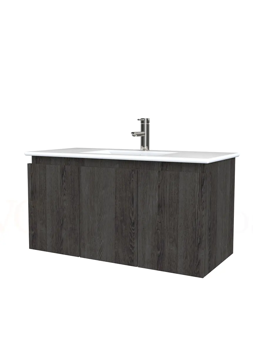 Mueble vanitorio aereo con cubierta de loza de 100 cm / M0-1001-A / Espresso 1