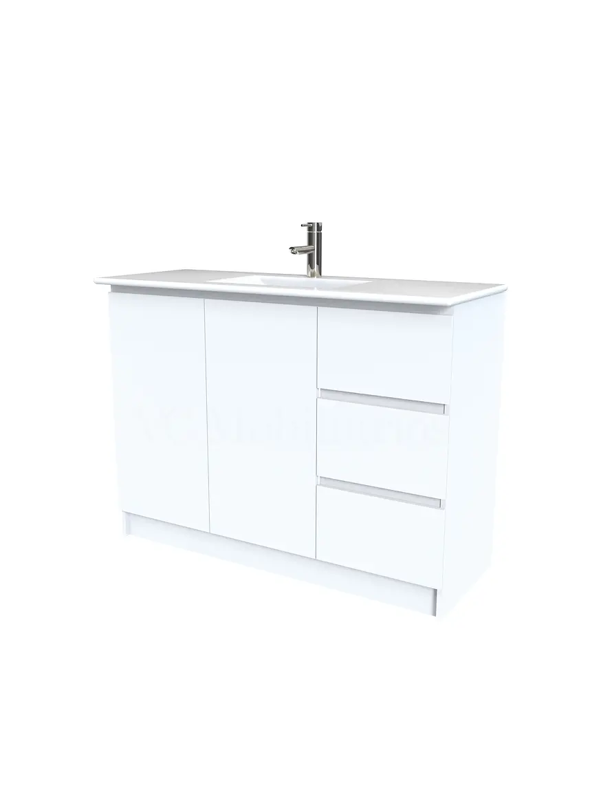 Mueble vanitorio al piso  de 120  cm con cubierta de loza M2-1201  / Blanco 1