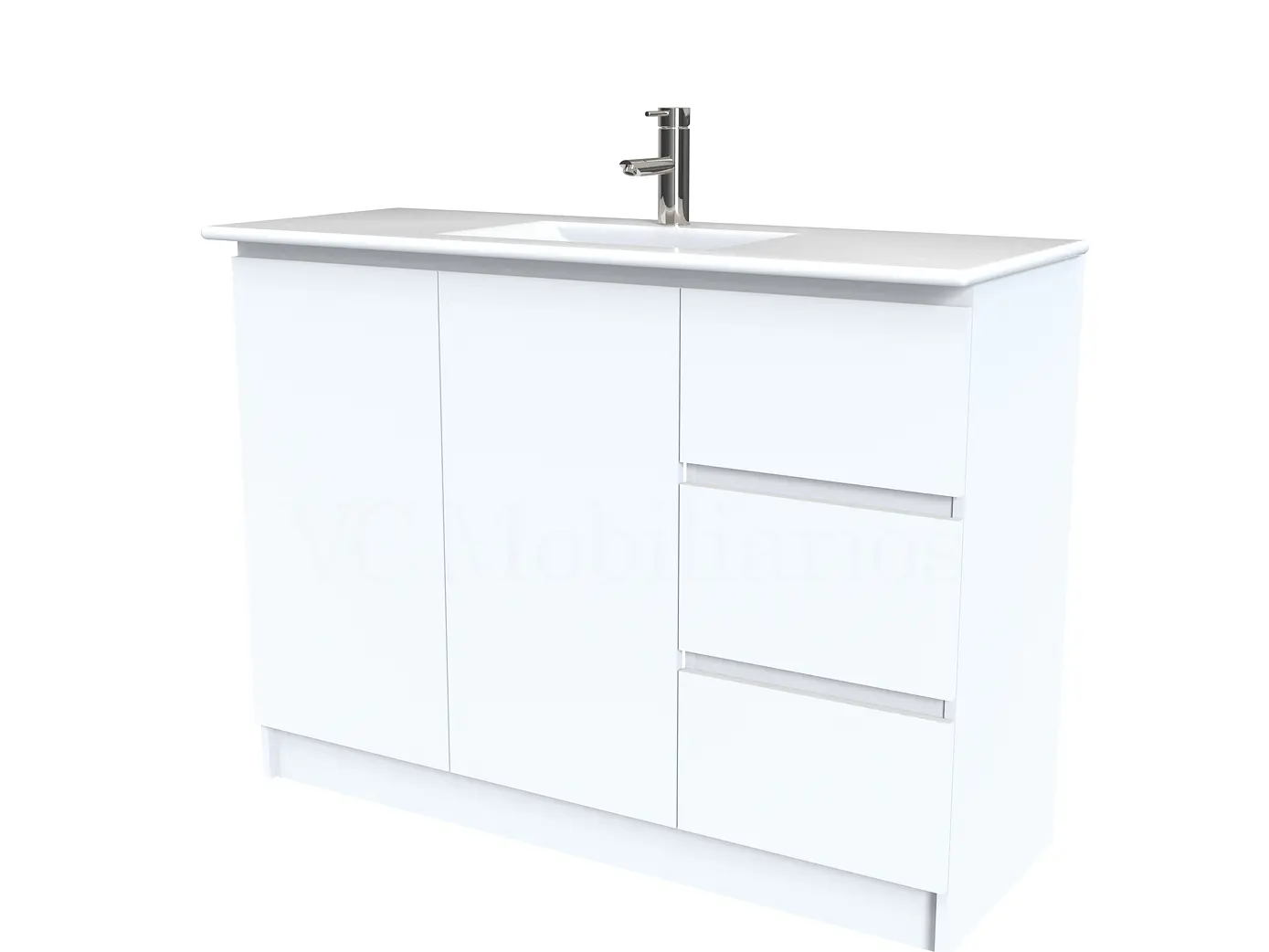 Mueble vanitorio al piso  de 120  cm con cubierta de loza M2-1201  / Blanco 1