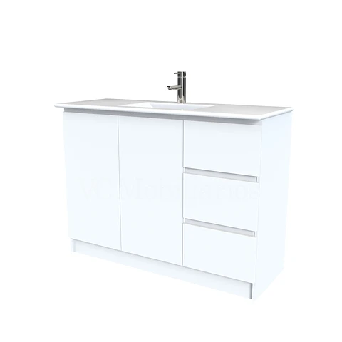 Mueble vanitorio al piso  de 120  cm con cubierta de loza M2-1201  / Blanco