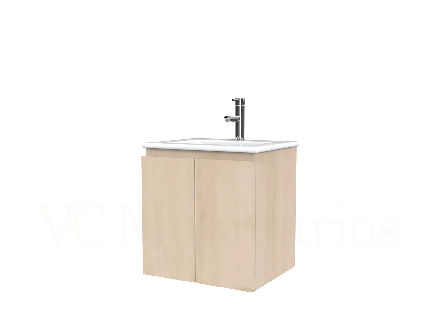 Mueble vanitorio aereo con cubierta de loza de 50 cm  /  M0-501-A / Rustico 1