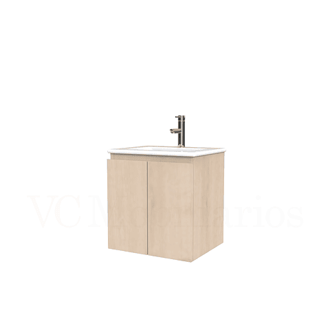 Mueble vanitorio aereo con cubierta de loza de 50 cm  /  M0-501-A / Rustico