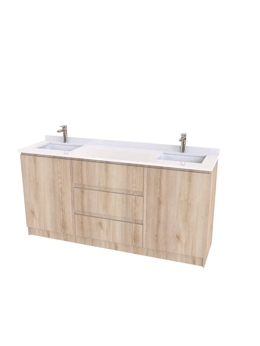 Mueble vanitorio Doble al piso con cubierta de cuarzo  de 160 cm /  M2-1634 -D / Cava 1