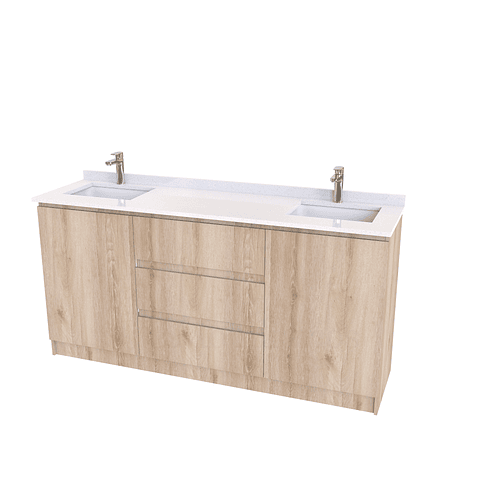 Mueble vanitorio Doble al piso con cubierta de cuarzo  de 160 cm /  M2-1634 -D / Cava