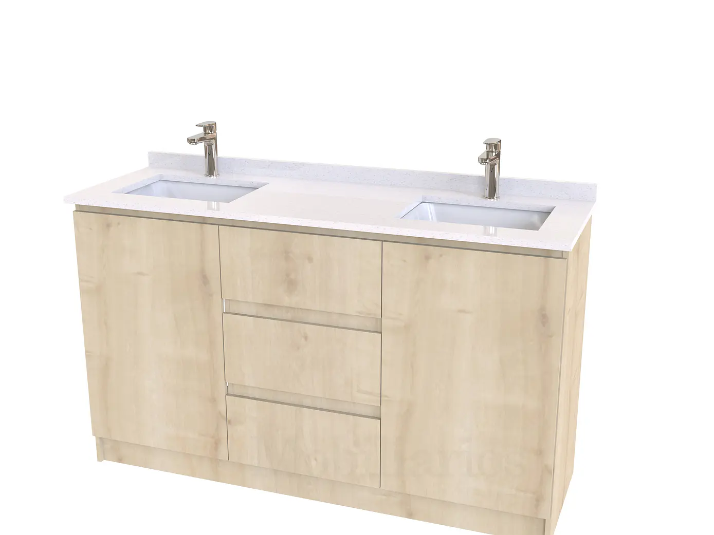 Mueble vanitorio Doble al piso con cubierta de cuarzo  de 150 cm /  M2-1534 -D / Rustico 1