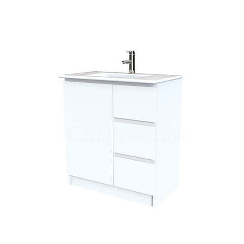 Mueble vanitorio al piso  de 80  cm con cubierta de loza M2-801  / Blanco