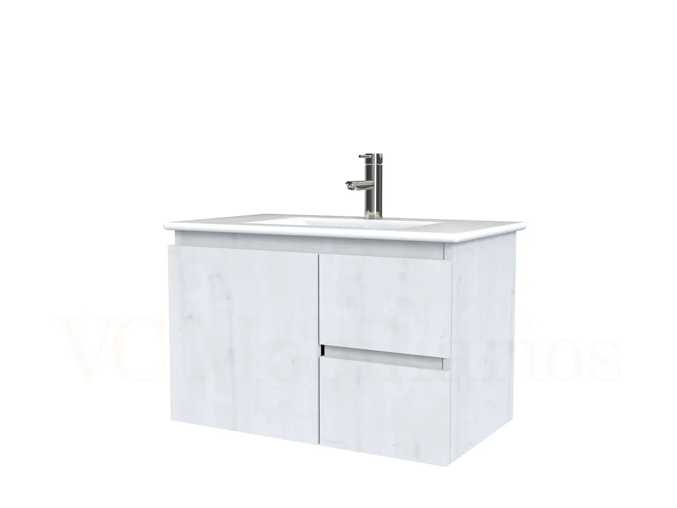 Mueble vanitorio aereo con cubierta de loza de 80 cm / M2-801-A / Alaska 1