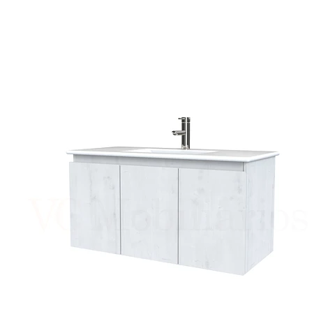 Mueble vanitorio aereo con cubierta de loza de 100 cm / M0-1001-A / Alaska