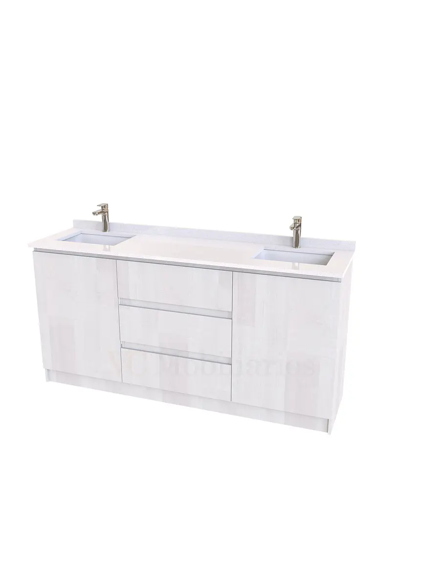 Mueble vanitorio Doble al piso con cubierta de cuarzo  de 160 cm /  M2-1634 -D / Legno 1