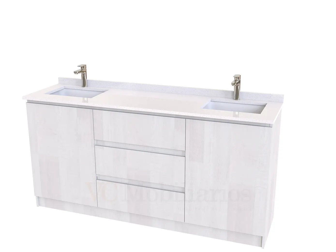Mueble vanitorio Doble al piso con cubierta de cuarzo  de 160 cm /  M2-1634 -D / Legno 1