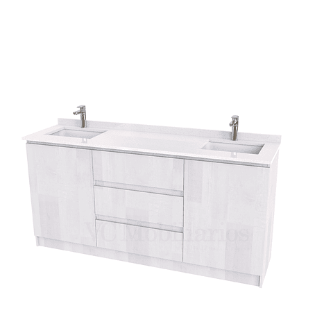 Mueble vanitorio Doble al piso con cubierta de cuarzo  de 160 cm /  M2-1634 -D / Legno