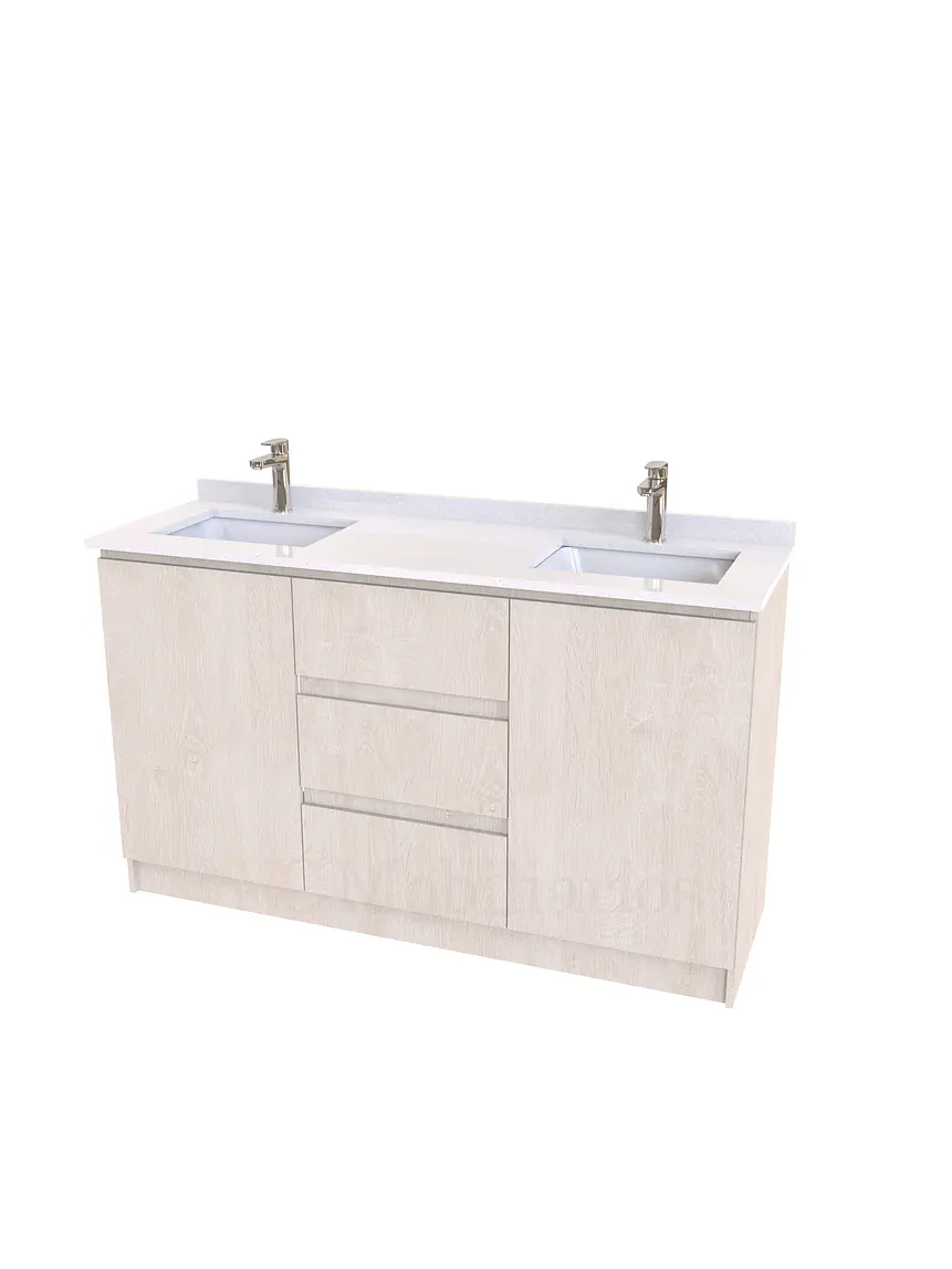 Mueble vanitorio Doble al piso con cubierta de cuarzo  de 150 cm /  M2-1534 -D / Provenzal 1