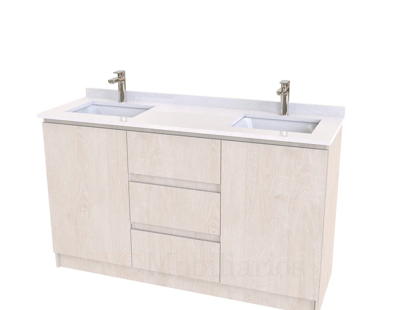 Mueble vanitorio Doble al piso con cubierta de cuarzo  de 150 cm /  M2-1534 -D / Provenzal 1