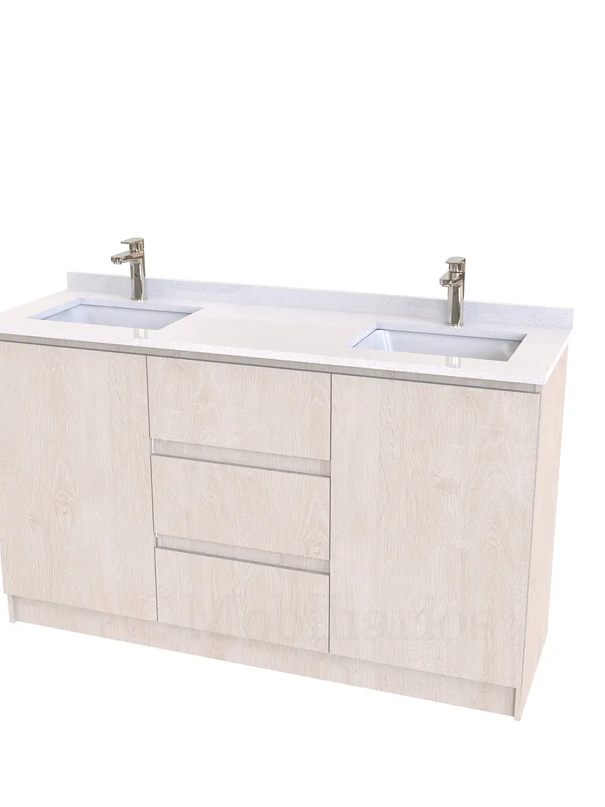 Mueble vanitorio Doble al piso con cubierta de cuarzo  de 150 cm /  M2-1534 -D / Provenzal 1