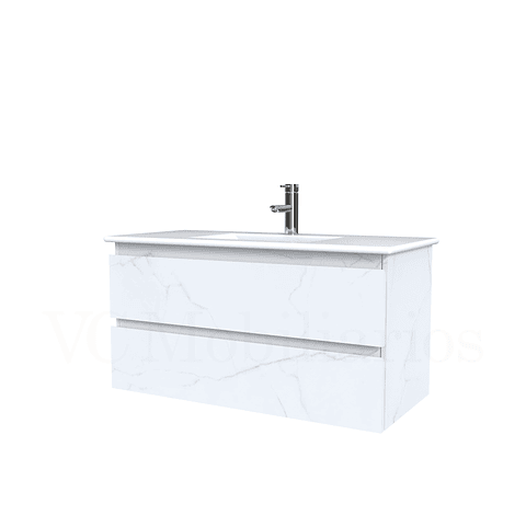 Mueble vanitorio aereo con cubierta de loza de 90 cm  /  M3-901-A / Marmara