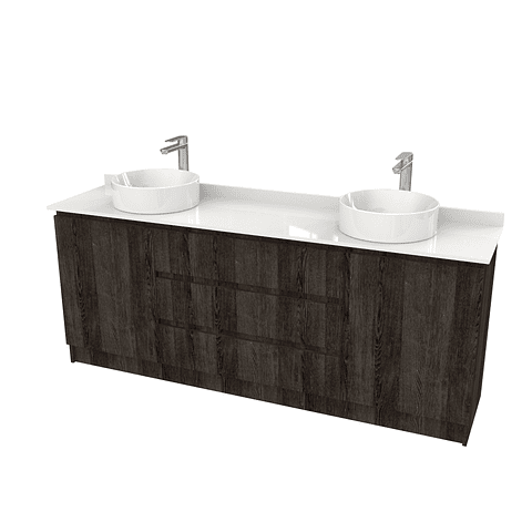 Mueble vanitorio al piso doble para lavamanos de sobreponer de 180cm /  M2-1838-DP / Espresso