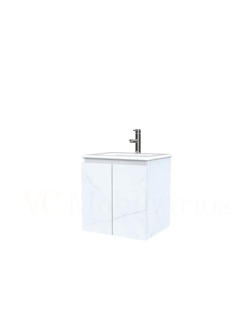 Mueble vanitorio aereo con cubierta de loza de 50 cm  /  M0-501-A / Marmara 1