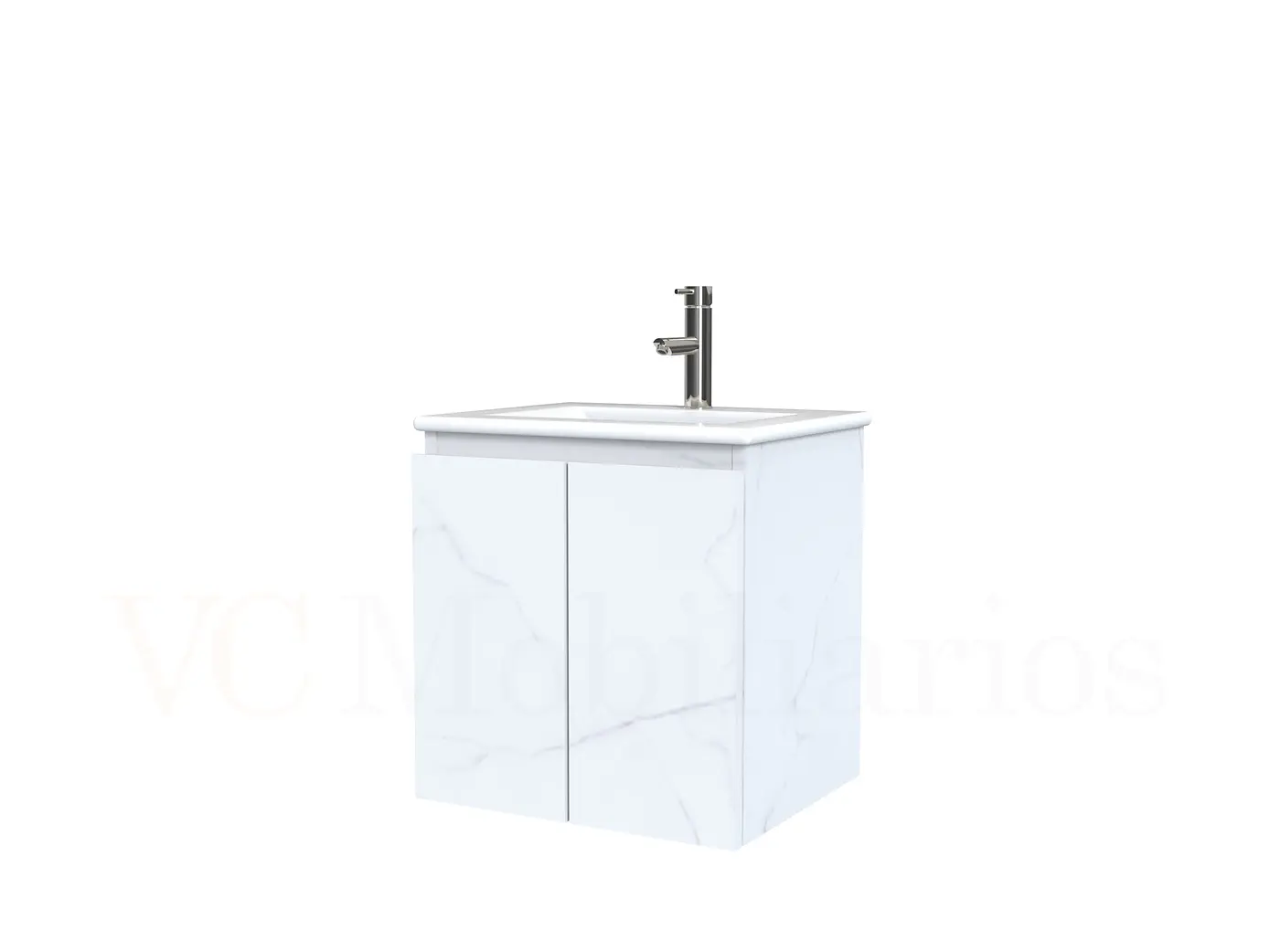 Mueble vanitorio aereo con cubierta de loza de 50 cm  /  M0-501-A / Marmara 1