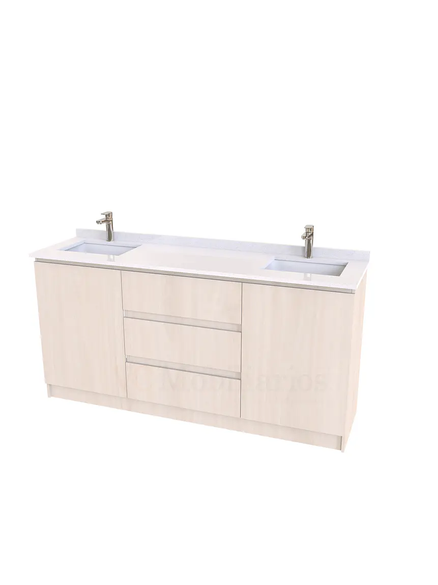 Mueble vanitorio Doble al piso con cubierta de cuarzo  de 160 cm /  M2-1634 -D / Rustico 1