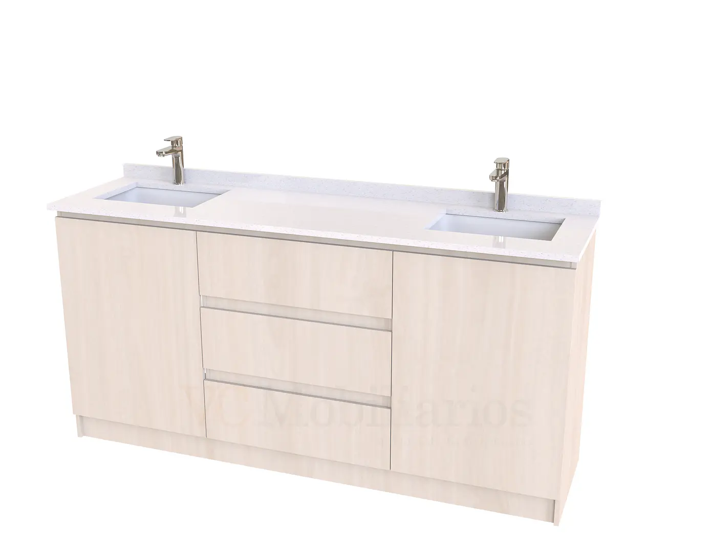Mueble vanitorio Doble al piso con cubierta de cuarzo  de 160 cm /  M2-1634 -D / Rustico 1