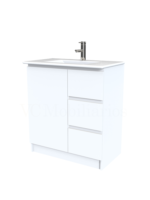 Mueble vanitorio al piso  de 90  cm con cubierta de loza M2-901  / Blanco 1