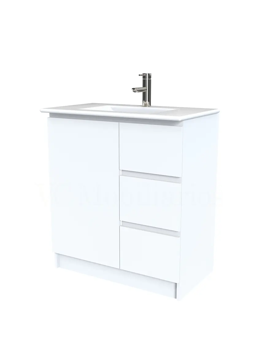 Mueble vanitorio al piso  de 90  cm con cubierta de loza M2-901  / Blanco 1