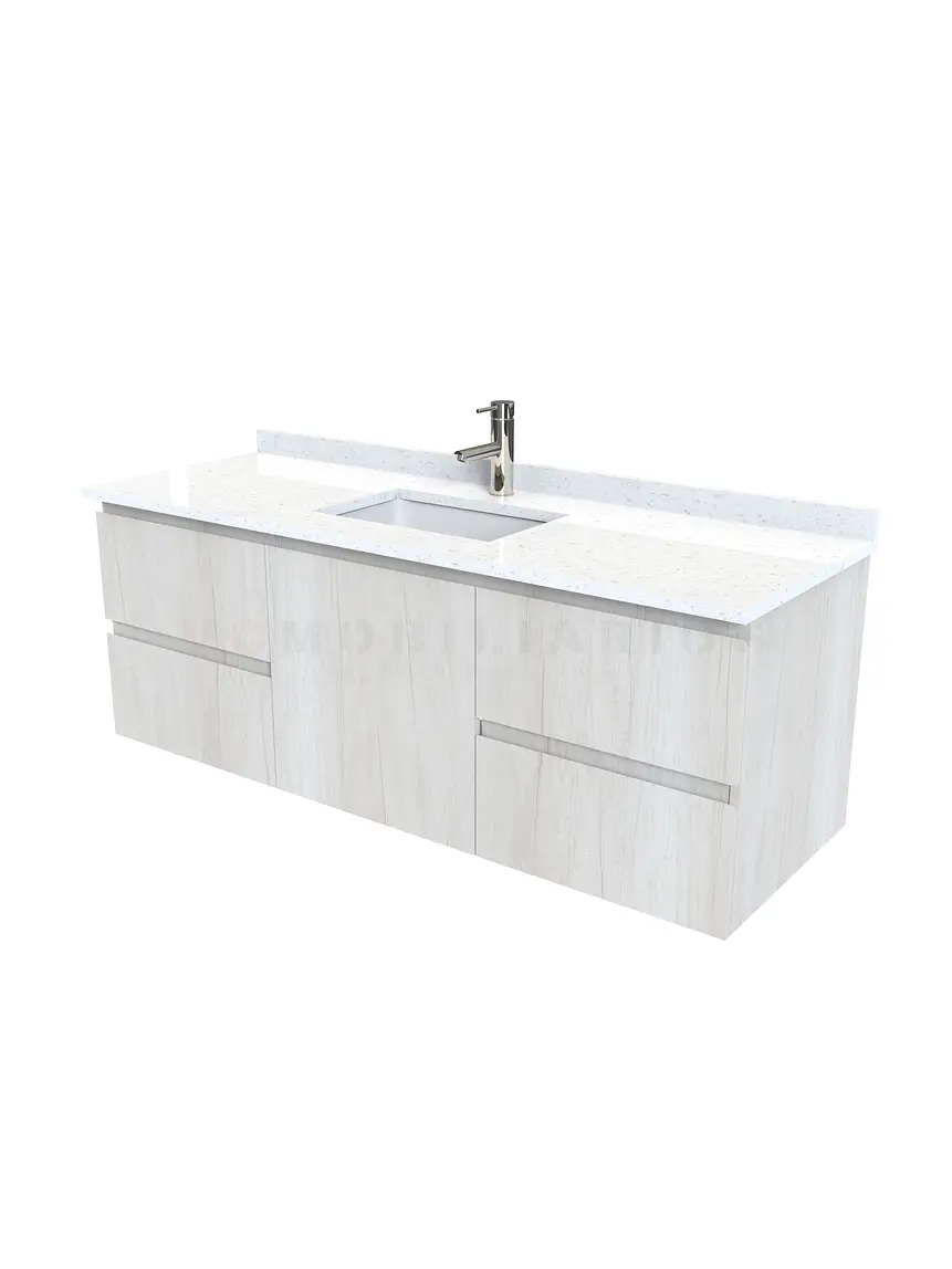 Mueble vanitorio aereo de 140 cm con cubierta de cuarzo / M2-1438-A / Toscana 1