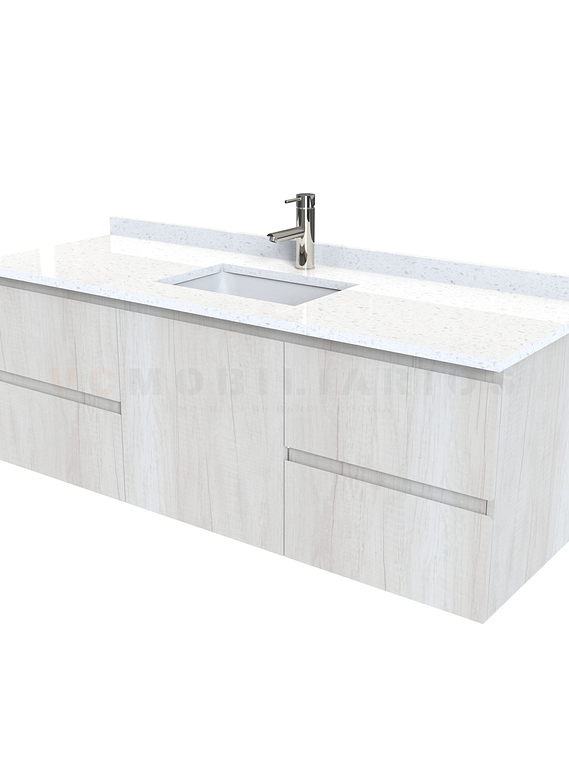 Mueble vanitorio aereo de 140 cm con cubierta de cuarzo / M2-1438-A / Toscana 1