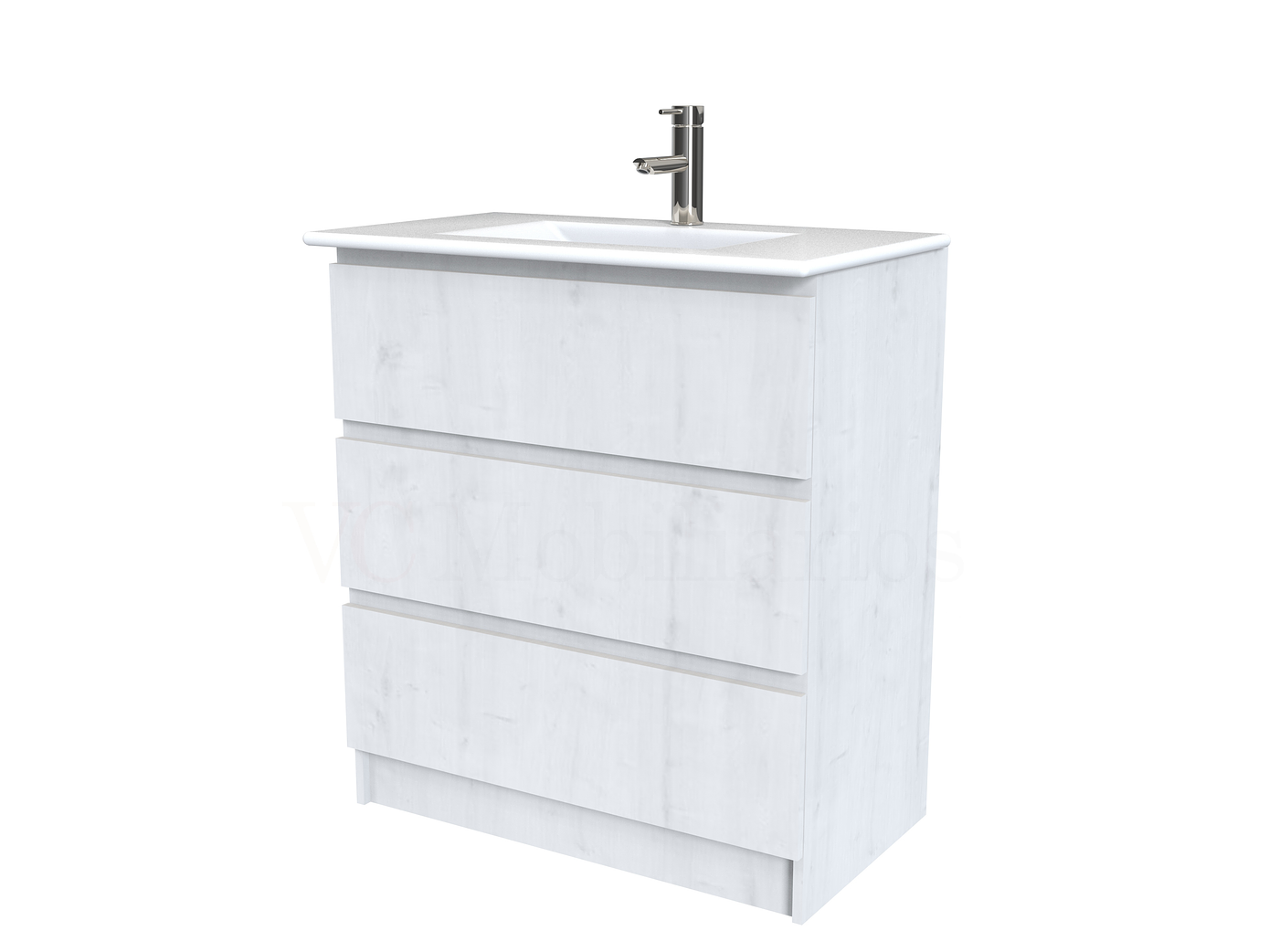 Mueble vanitorio al piso  de 80  cm con cubierta de loza M3-801  / Alaska 1