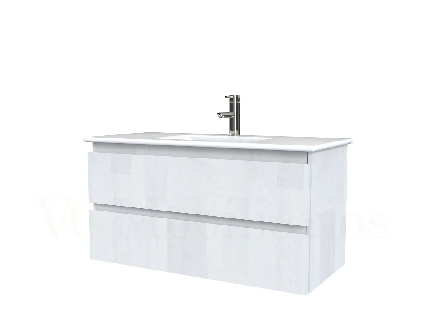 Mueble vanitorio aereo con cubierta de loza de 90 cm  /  M3-901-A / Legno 1