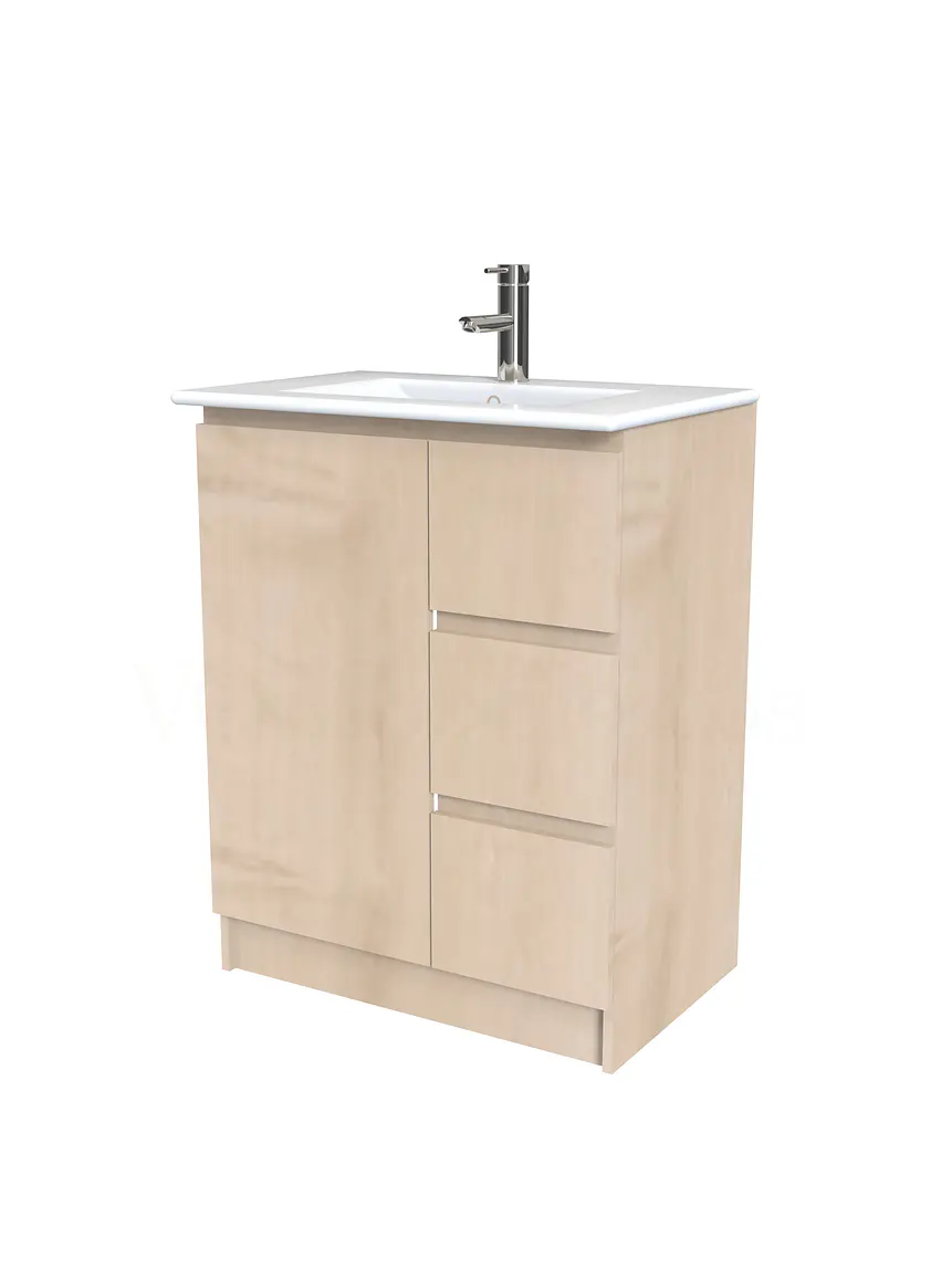 Mueble vanitorio al piso  de 60  cm con cubierta de loza M2-601  / Rustico 1