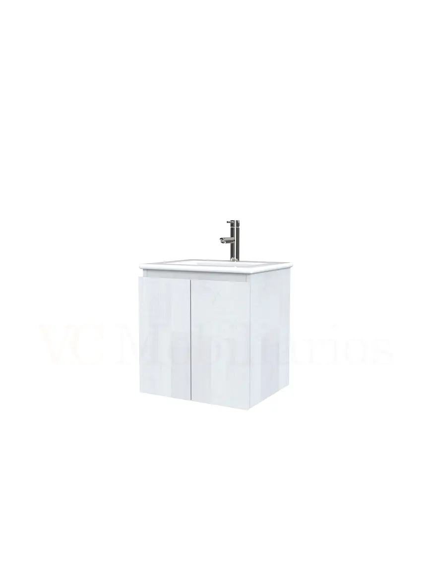 Mueble vanitorio aereo con cubierta de loza de 50 cm  /  M0-501-A / Legno 1